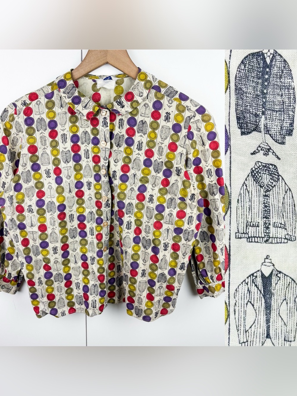 Vintage 50s Sewing Dress Form Mannequin Dot Graphic Novelty Blouse Top Petite